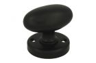 Bouton tournant ovale laiton noir sur rosace ronde