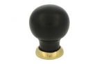 Bouton de meuble bois d'ébène laiton poli 39mm H48mm