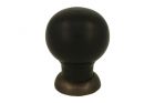 Bouton de meuble bois d'ébène laiton patiné 39mm H48mm