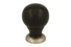 Bouton de meuble bois d'ébène nickel satiné 25mm H39mm