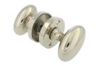 Bouton de porte ovale laiton nickelé avec rosace ronde