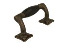 Poignée de tirage 115mm déportée laiton patiné bois d'ébène
