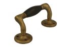 Poignée de tirage 128mm déportée laiton patiné bois d'ébène