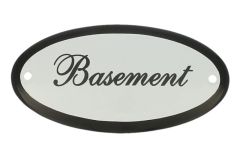 Plaque de porte ovale émaillée "Basement" 100x50mm