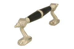 Poignée de porte 175mm ornementée déportée nickel satiné