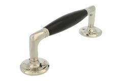 Poignée de porte 180mm laiton nickelé bois d'ébène