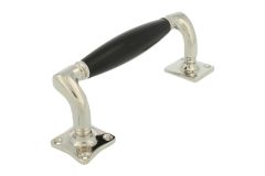 Poignée de porte 155mm déportée laiton nickelé bois d'ébène