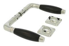 Béquilles de porte laiton nickelé bois d'ébène (1930)