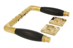 Béquilles de porte laiton poli bois d'ébène, paire (1928)