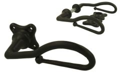 Béquilles de porte en fer forgé noir sur rosaces trèfle