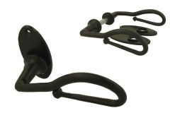 Béquilles de porte en fer forgé noir sur rosaces ovales