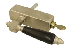 Poignée de fenêtre à clé (1890) nickel satiné bois d'ébène