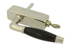 Poignée de fenêtre à clé (1926) laiton nickelé bois d'ébène