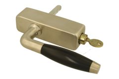 Poignée de fenêtre à clé (1932) nickel satiné bois d'ébène