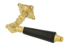 1/2 poignée de porte laiton poli bois d'ébène (1900)