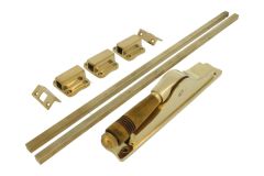 Crémone à levier en applique laiton poli en corne (1908)