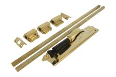 Crémone à levier en applique laiton poli en corne (1890)