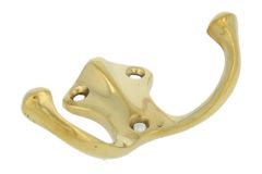 Crochet porte-manteaux double laiton poli