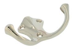 Crochet porte-manteaux double laiton nickelé