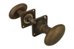 Bouton de porte ovale laiton patiné (paire)