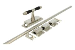 Crémone en applique pour fenêtre laiton nickelé (1895)