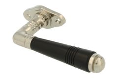 Poignée de fenêtre laiton nickelé bois d'ébène (1908)