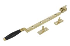 Entrebâilleur de fenêtre laiton poli bois d'ébène 335 mm