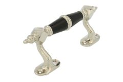 Poignée de tirage ornementée déportée laiton nickelé (1900)