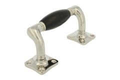 Poignée de tirage 115mm déportée laiton nickelé bois d'ébène