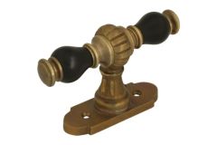 Poignée de fenêtre avec rosace laiton patiné bois d'ébène